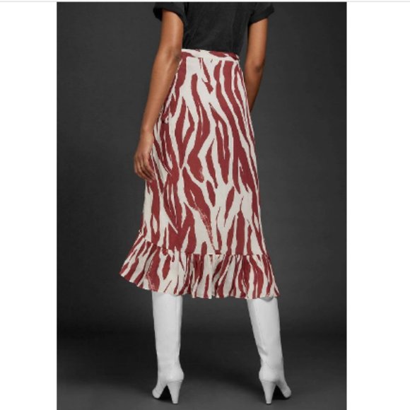 ANINE BING 'Lucky' Zebra Print Ruffled Wrap Skirt L NWT - Picture 6 of 15